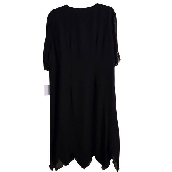 Ulla Popken NWT Black Beaded A Line For Chiffon Formal Maxi Dress Size 16/18 - Picture 2 of 7